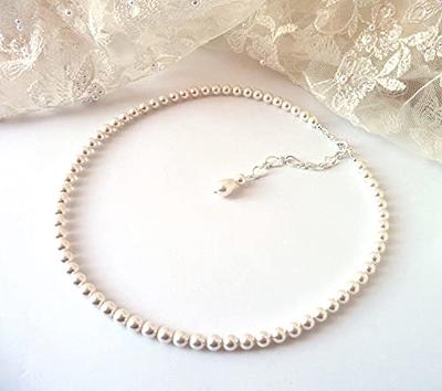 Round Imitation Pearl Choker Necklace Vintage Pearl Strands Necklace  Adjustable Big Pearl Necklace Accessory For Women Girls