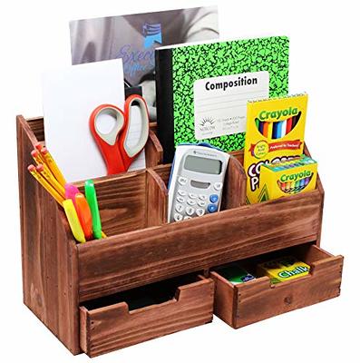 Wooden Desk Organizer w/ Drawers - Office Supplies Desktop Tabletop Rack  Holder