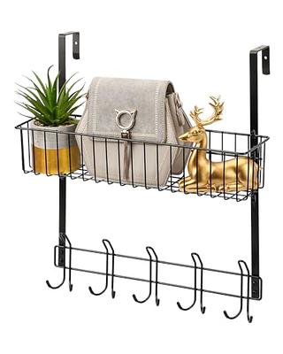 Consumest Over The Door Hooks Organizer, Door Hanger with 9 Coat Hooks & 2  Mesh Basket Hanging Storage Clothes, Rustproof Back of Door Storage