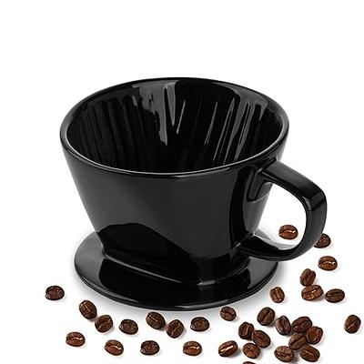 LHUKSGF Pour Over Ceramic - Coffee Dripper Ceramic Coffee Maker with 3 Holes Flat Bottom, Porcelain Slow Filter Cone for Travel, Camping, Office, Home
