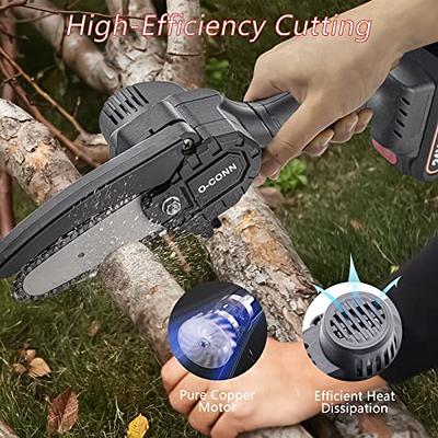 Mini Chainsaw Brushless 6 Inch Cordless-2 Batteries Powered Chain Saw  Electric Chainsaw-Handheld Rechargable Batteries Small Hand Saws With 2  Chains