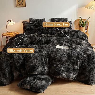 XeGe 3 Pieces Fluffy Plush Duvet Cover Set, Luxury Shaggy