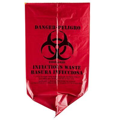 10 Gallon 12 Microns 24 x 24 High Density Red Isolation Infectious Waste  Bag / Biohazard Bag - 1000/Case