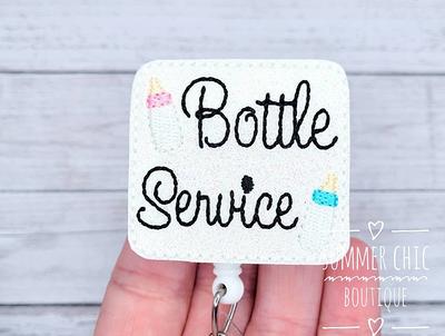 Glitter Bottle Service Badge, Labor & Delivery Badge Reel, Baby
