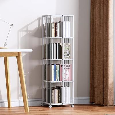 Aheaplus Rotating Bookshelf, Small Corner Bookshelf for Small Space, 360  Display 4 Tier Floor Standing Bookcase Storage Rack, Wood Narrow Book Shelf