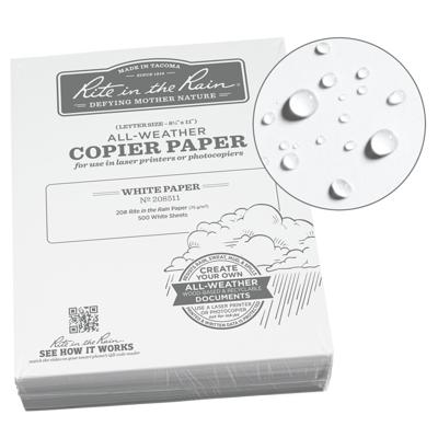 Rite in the Rain Weatherproof Loose Leaf Copier Paper, 2-4.625 x 7 White  Loose Leaf Sheets Per 8.5 x 11 Main Sheet, 150 Sheet PK (No. LL8511)