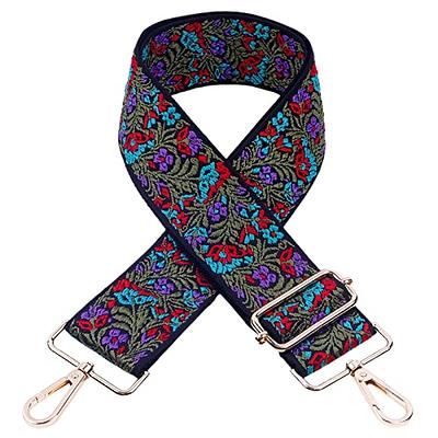 Art Tribute Red Vintage Handbag Strap & Purse Strap Replacement - Jacquard Woven Embroidered Guitar Strap Styled Shoulder & Crossbody Strap