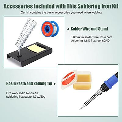 80W Soldering Iron Kit Adjustable Temperature Wire Stand Tip