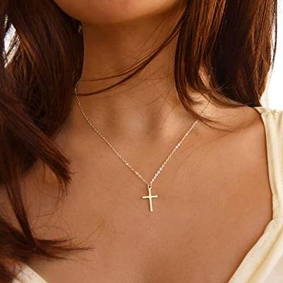 Buy Small Cross Necklace, Sterling Silver Jesus Cross, Crucifix Cross,  Religious Necklace, Cross Necklace Women, First Communion Gift, LK8457  Online in India - Etsy