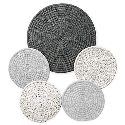 100% Cotton Kitchen Everyday Basic Terry Pot Holder Heat Resistant Coaster  Potholder for Cooking and Baking Set of 5 Grey