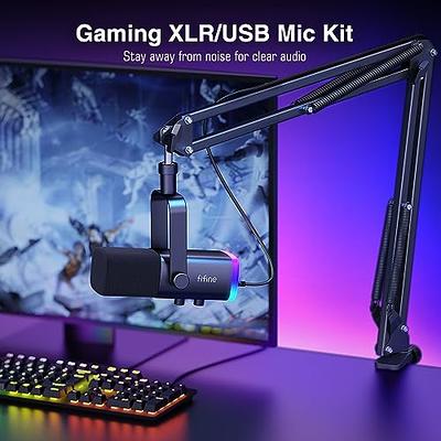 FIFINE XLR/USB Gaming Microphone Set, Dynamic PC Mic for Streaming  Podcasting