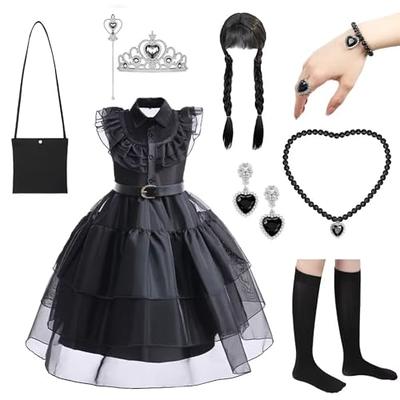 CAKEASY Wednesday Addams Costume Girls, Kids Wednesday Addams Dress with  Belt Wig Socks and THING, Wednesday Costume Outfit, Halloween Costume for  Cosplay Party - Yahoo Shopping