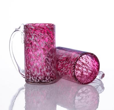 Set of Pink Glass Mugs