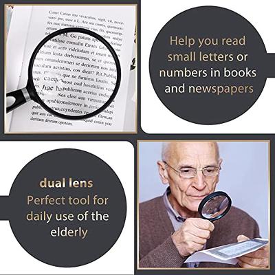 Insten Magnifying Glass 3 inches Ideal Size for Reading, 5X Handheld  Magnifier Loupe for Seniors & Kids