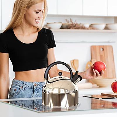 YSSOA Stainless Steel Whistling Tea Kettle, 3.17 Quart, Teapot for Stove top  with Wide Mouth, Easy Pouring Spout and Ergonomic Handle, Silver - Yahoo  Shopping