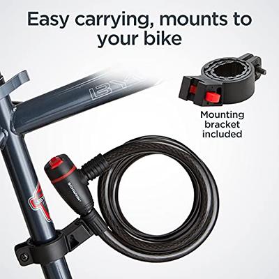Titanker Bike Cable Lock, Bike Locks Cable 4 Feet Coiled Secure Resettable  Combination Bike Lock with Mounting Bracket 1/2 Inch