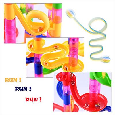 Gifts2U Marble Run Toy, 130Pcs Educational Construction Maze Block Toy Set  with Glass Marbles for Kids and Parent-Child Game