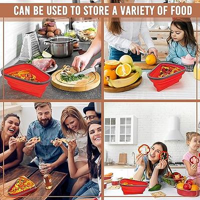 Gwydre Pizza Leftover Storage Container with 2 Pizza Trays,Reusable Pizza  Slicone Container,Silicone Food Container Lunch Box Withstand Temperature  in