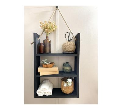 Rustic Ladder Shelf - Rope Hanging Ladder Shelf - Farmhouse