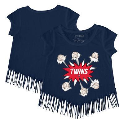 Girls Youth Tiny Turnip Navy Atlanta Braves Triple Scoop Fringe T-Shirt Size: Small