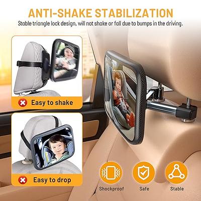 HUANLANG Baby Car Mirror, Rear Facing Car Seat Mirror 360