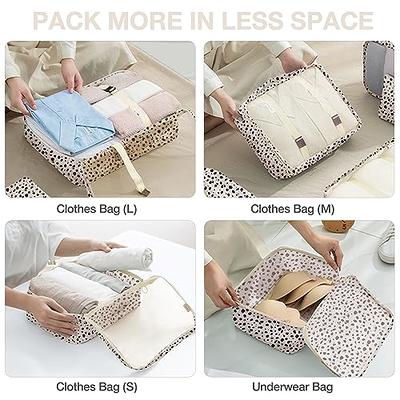 DIMJ Packing Cubes, Travel Suitcase Organizer Cubes Set, 8 Pcs Collapsible Lightweight Luggage Storage Bags Compression Pouches for Shoes Accessories