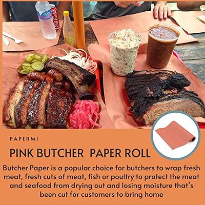 Pink Kraft Butcher Paper Roll Peach, Great Wrapping Paper for Beef  Briskets, Smoking Paper for BBQ Meat, USA Made, All Natural Food Grade,  Unbleached, Unwaxed, Uncoated Sheet (18 x 200' (2400”)) 