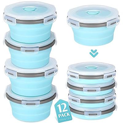 Dandat 12 Pack Silicone Collapsible Food Storage Containers 12 oz Collapsible  Container Bowls with Lids Vent for Operation Christmas Christian Charity  Donation (Gray Edge Blue) - Yahoo Shopping