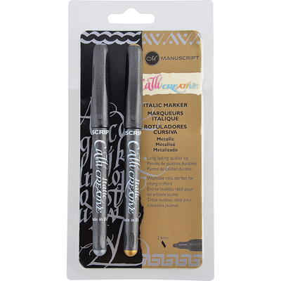 American Crafts Erasable Chalk Markers 2/Pkg Gold & Silver