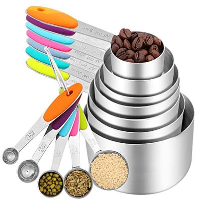 GuDoQi Gold Magnetic Measuring Spoons and Cups Set of 12, 8 Dual Sided  Magnetic Measuring Spoons set with Leveler, 4 Measuring Cups, Premium  Stainless