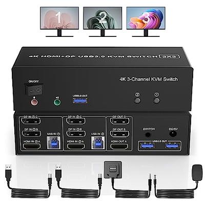 USB Switch KVM USB HUB 3.0 Switcher Selector KVM Switch for PC Keyboard  Mouse US