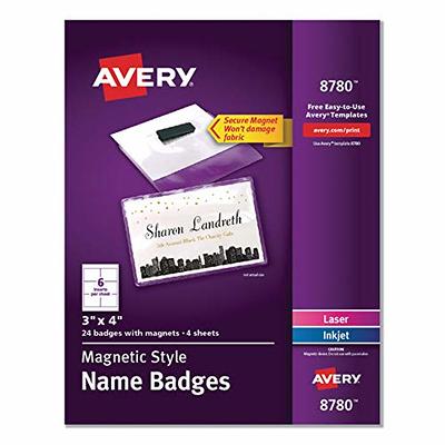 Avery® Name Badges with Clips, 2-1/4 x 3-1/2, Clear Holders with