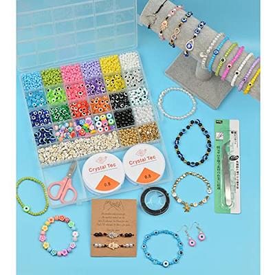  STOPKLAS 7500 Clay Beads Bracelet Making Kit, 28 Colors Flat  Round Polymer Clay Beads for Jewelry Making, Spacer Heishi Beads with  Pendant Charms Evil Eye and Crystal Beads, Gifts for Teen