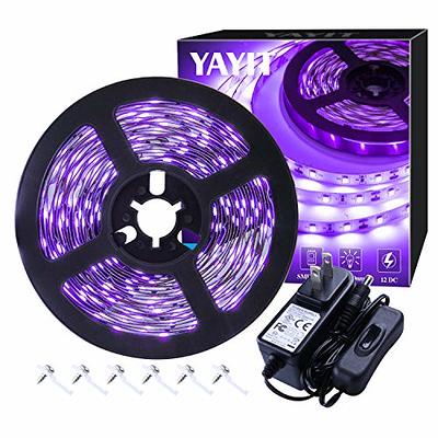 JUNWEN Black Lights 20FT 360LEDs Blacklights LED Strip, Tape Lights, 12V  Flexible Purple Blacklight Fixtures, LED Ribbon for Stage, Fluorescent Glow  Party, Bar, Indoor Dance,Gallery 