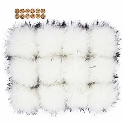 12Pcs Faux Fur Pom Poms for Hats, Fluffy Soft Fur Poms Balls