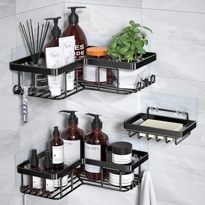 3-Pack Adhesive Shower Caddy with Soap Holder and 12 Hooks