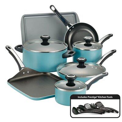 Cravings by Chrissy Teigen 14Pc Aluminum Cookware Combo Set in Blue