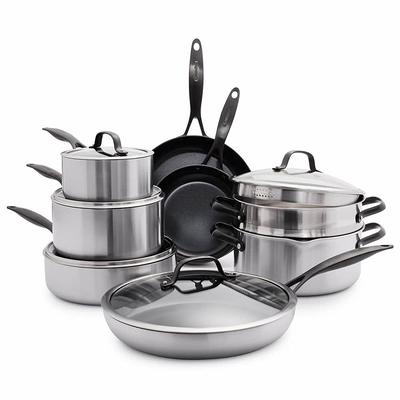 Emeril Lagasse 10piece-set, Silver  Cookware set stainless steel, Cookware  set, Stainless steel cookware