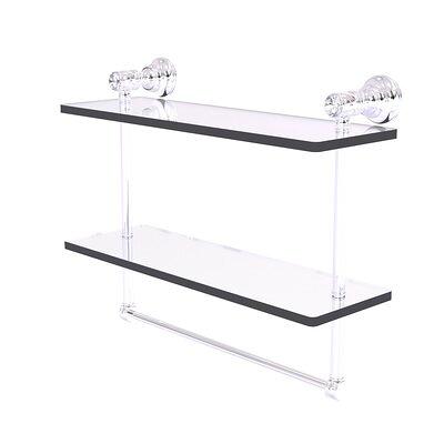 PROOX 12.72 in. W x 4.72 in. D x 11.3 in. H Double Glass Wall Mount Bathroom Shelf in Chrome, Grey