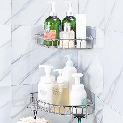 Cubilan Wall Mount Shower Caddy Bathroom Shelf with 8 Hooks in