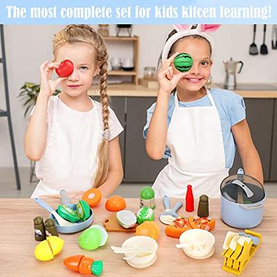 WHOHOLL Wooden Toy Kitchen & Play Dishes Set, Montessori Kitchen Toys for  Girls and Boys, Pretend Play Kitchen Accessories Toddler Cooking Toys for