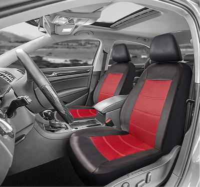 PIC AUTO Mesh and Leather Car Seat Covers Full Set Universal Fit