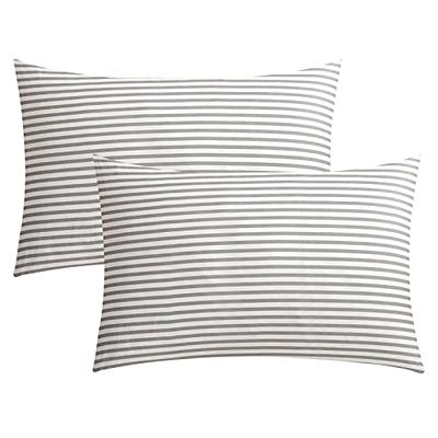 JELLYMONI 100% Natural Cotton 3pcs Striped Duvet Cover Sets,White Duvet  Cover with Grey Stripes Pattern Printed Comforter Cover,with Zipper Closure  