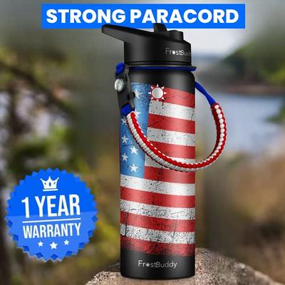 40oz Collapsible Water Bottle with Straw Lids & Paracord Handle