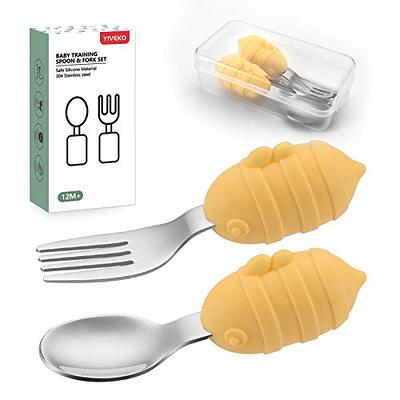 Babies/Toddler Stainless Steel Spoons + Forks with Silicone Handle