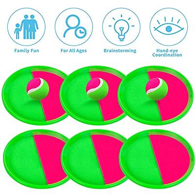 Aoibrloy Toss Catch Ball Set, 3 Set Catch Game for Kids with 6 Paddles and  3 Balls, Catch Game Toys Outdoor Paddle Ball Beach Games Gift for Kids and