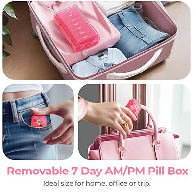 AUVON Weekly Pill Organizer Canvas Bag Pill Box 2 Times a Day Large AM/PM  Pill Case