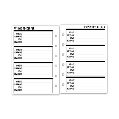  Pocket Password Keepers Planner Insert Refill, 3.2 x 4.7  inches, Pre-Punched for 6-Rings to Fit Filofax, LV PM, Kikki K, Moterm and  Other Binders, 30 Sheets Per Pack : Handmade Products