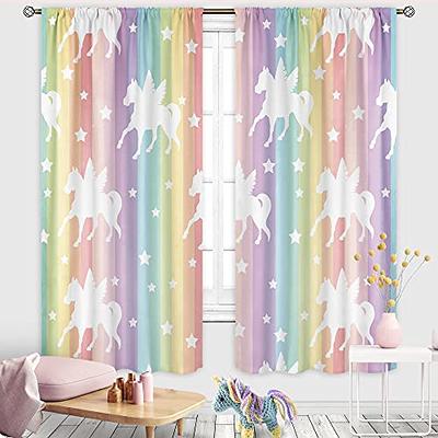 Cinbloo Teen Girls Bedroom Curtains Unicorn Rainbow Window 42wx63l Inch Rod Pocket Pastel Starts For Kids Room Decor Mermaid Child Nursery Princess Playroom Ds 2 Panel Yahoo Ping