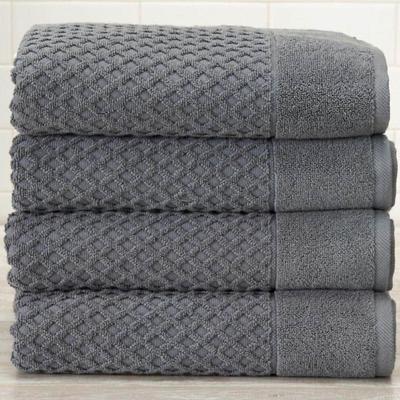 VERA WANG Sculpted Pleat Solid 3-Piece Gray Cotton Towel Set
